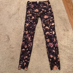 lululemon athletica Floral Leggings - Black and Purple